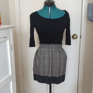 Matty M Black and Gray Plaid Mini Dress
